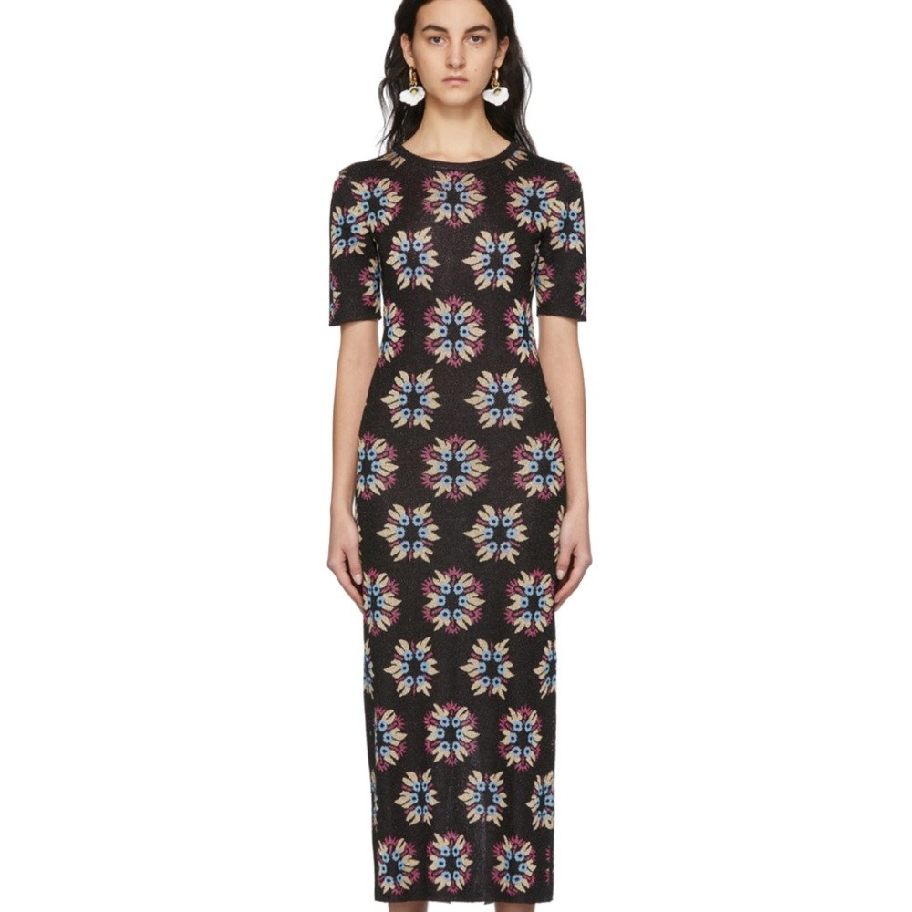 PACO RABANNE SSENSE Exclusive Black & Multicolor Jacquard Knit Capsule Dress NWT